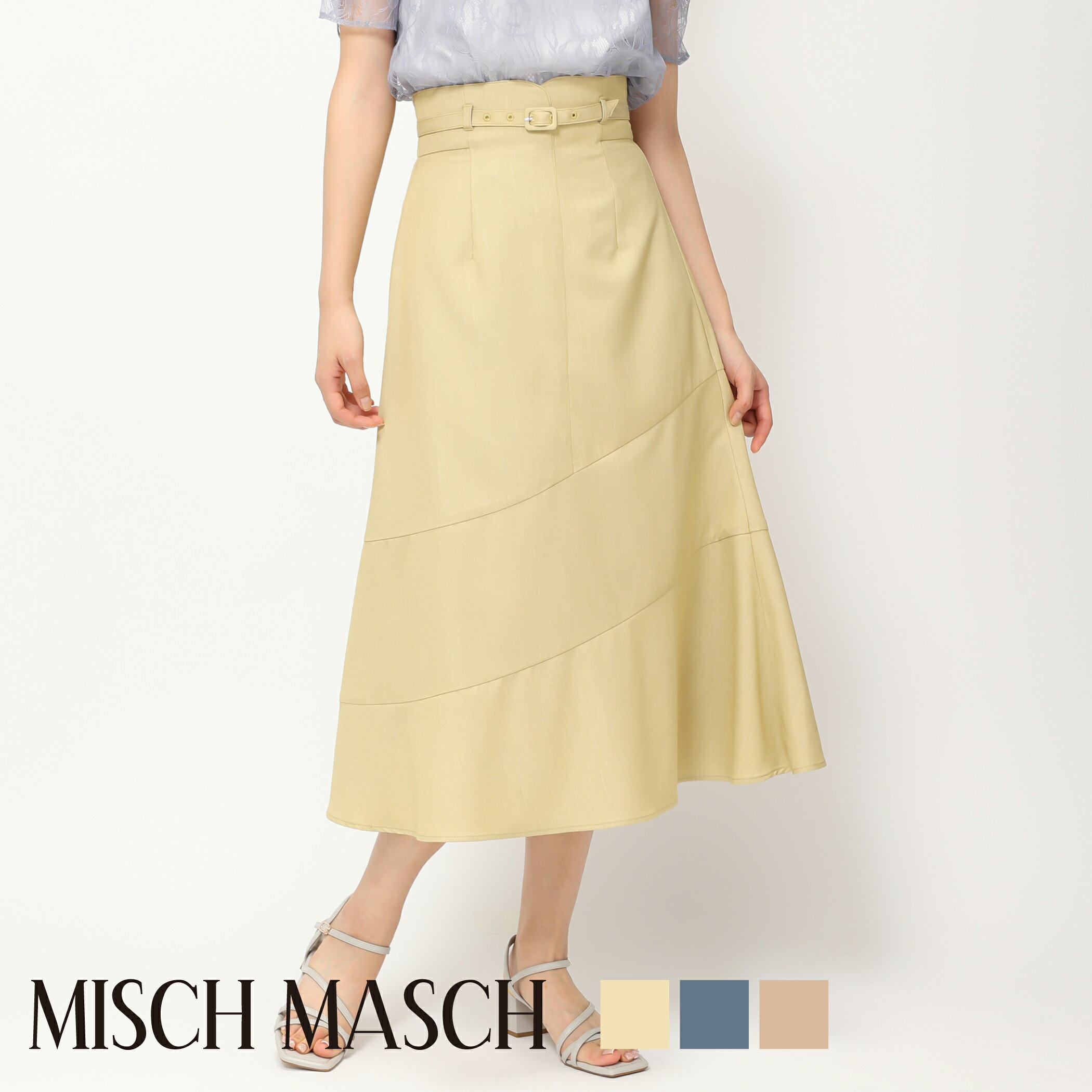 【MISCH MASCH】【ミッシュマッシュ】【公式】【フェミニン】アシメ切替Aラインスカート/mm427211