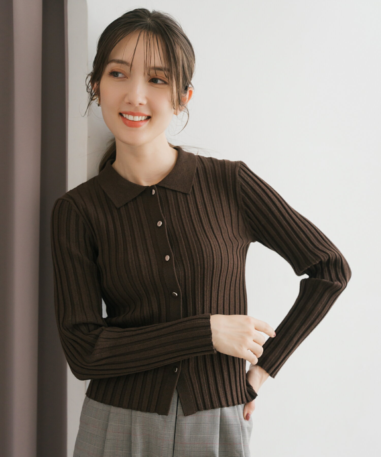 【ポイント5倍】【30%OFF】【2025秋冬アイテム】ポロ襟長袖リブニット/MM548304 ミッシュマッシュ トップス ニット ポロ襟 秋冬のサムネイル