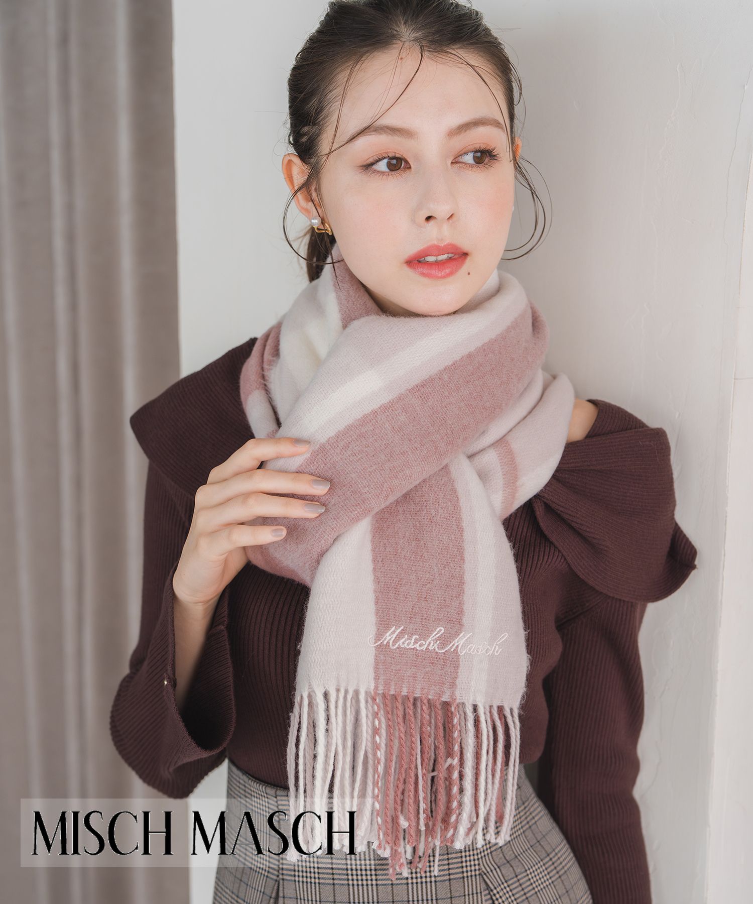 【再値下げ】【SALEアウトレット】マフラー/MM338701 ミッシュマッシュ ギフト 贈り物 クリスマス プレゼント 誕生日 ご褒美 アウトレット 防寒 あたたかい チェック柄 無地