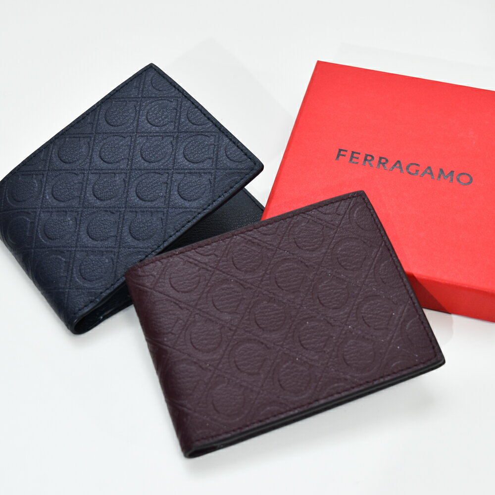 Rakuten - Salvatore Ferragamo 財布 661658 エンボスガンチーニ 2つ折り財布 小銭入れ無 メンズ フェラガモ FERRAGAMO