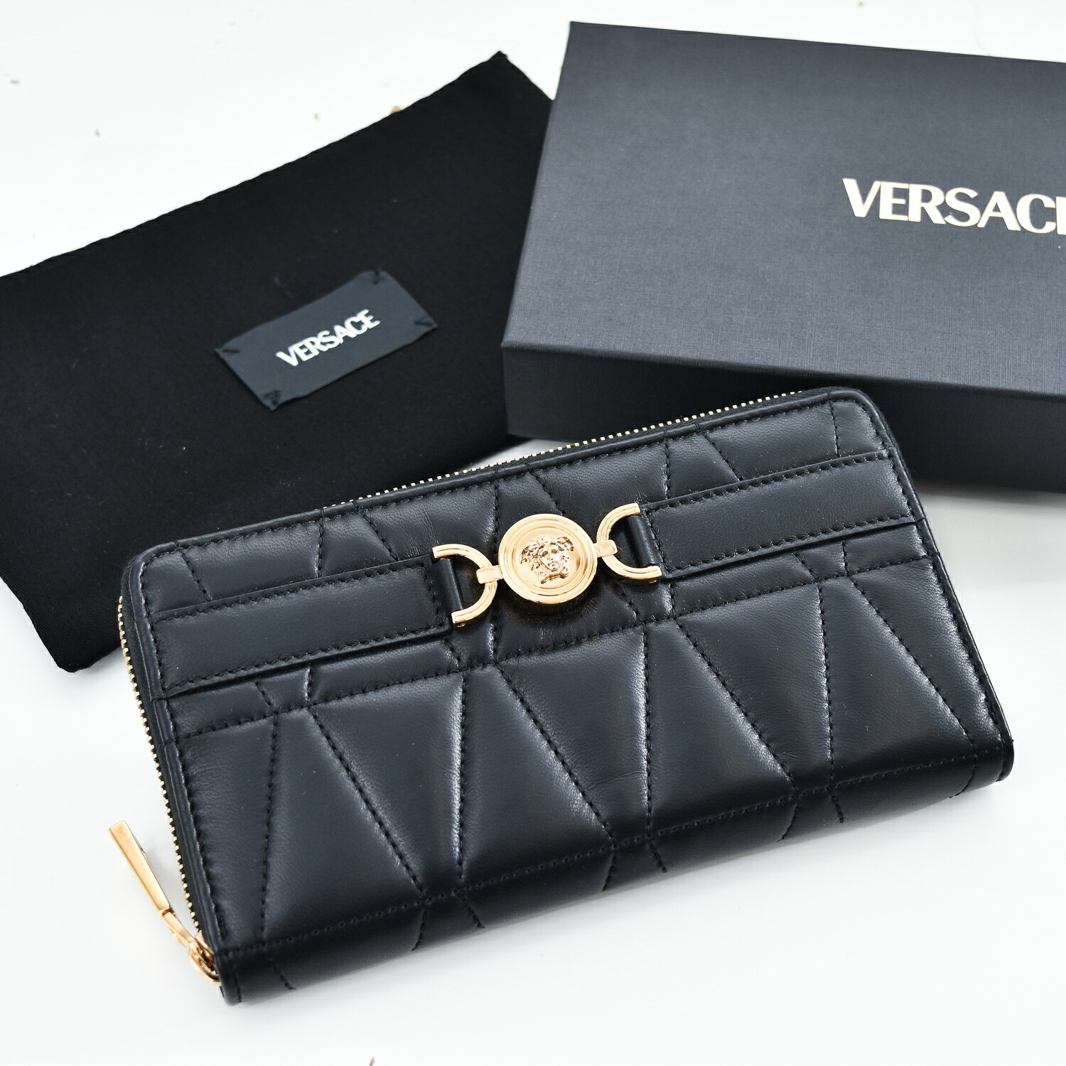 【VERSACE】 キルティング 黒 ゴールド レザー 長財布 楽天市場】長財布 ヴェルサーチの通販