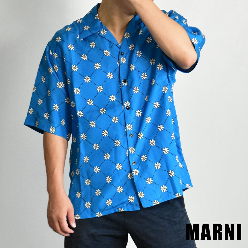 マルニ マルニグラム シャツ メンズ ロゴ 半袖 花柄 フラワー ブランド デザインボタン ポケット付き レーヨン100％ MARNI CUMU0213A0 UTV894のサムネイル