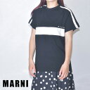 マルニ Tシャツ レディース 半袖 ストライプライン ブランド 親子リンクコーデ お揃い キッズにも 綿100% MARNI 黒 ブラック コットン M01067 M00L9(4)