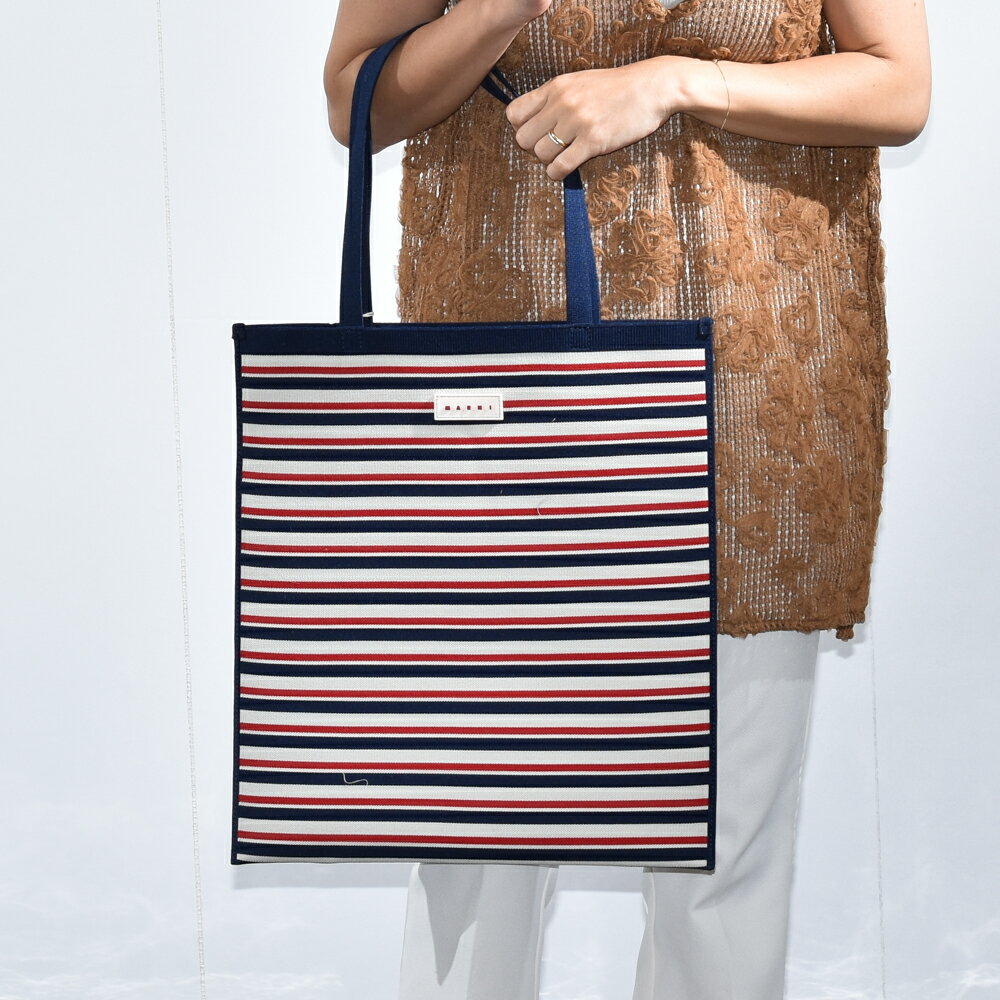 【MARNI】ストライプ ジャカード ニット ショッパーバッグ MARNI】ストライプ ジャカード ニット ショッパーバッグ MARNI