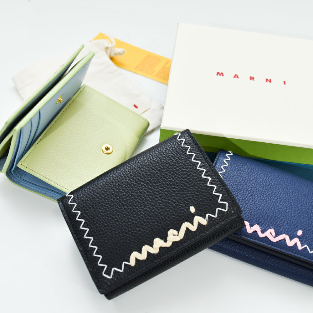 マルニ 財布 レディース 三つ折り財布 マルニ シンボル 刺繍入り スナップボタン MARNI PFMO0105U1 P6533