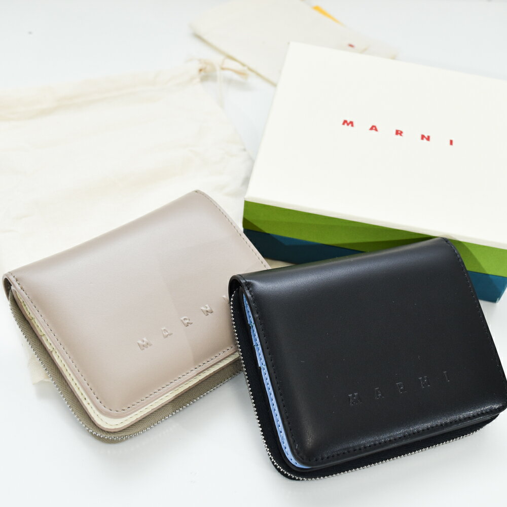 Gonte678　未使用級　MARNI マルニ　二つ折り財布　グレー 中古・古着通販】MARNI (マルニ) サフィアーノ 2つ折り財布 グレー
