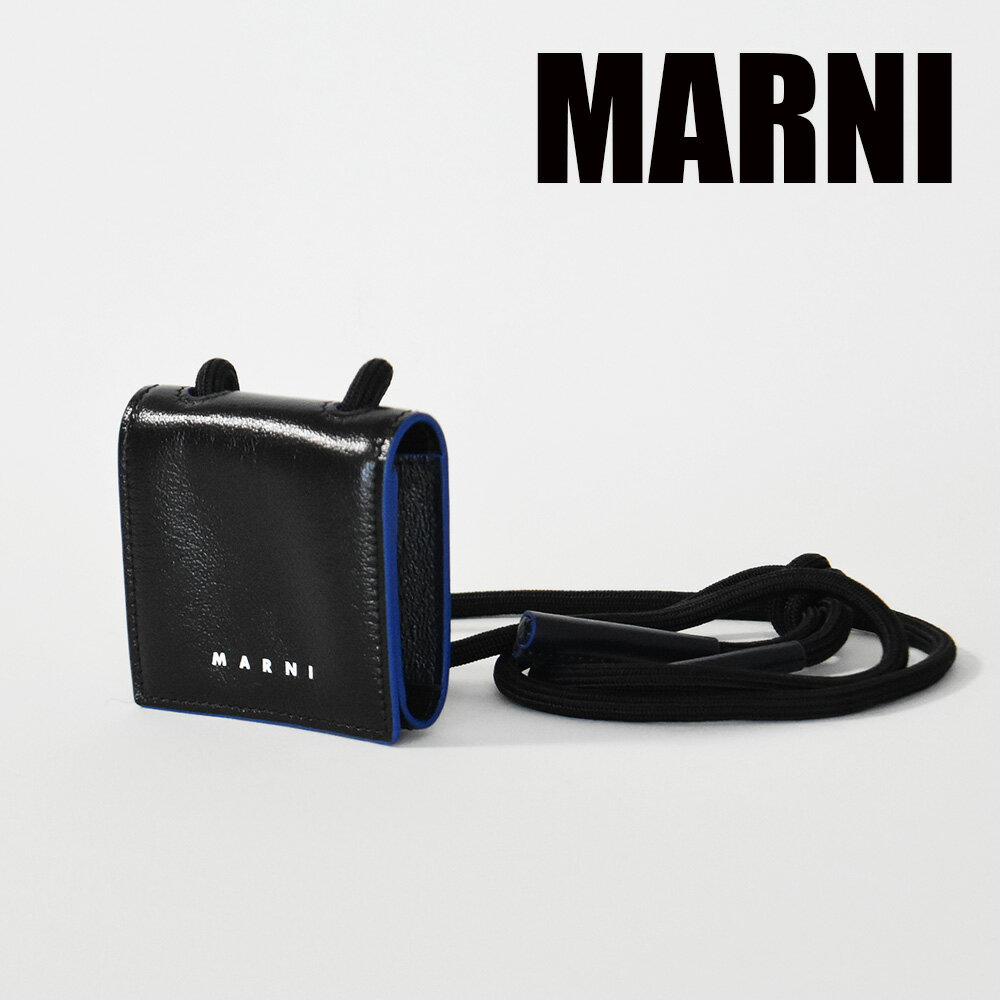 楽天MISH　楽天市場店マルニ airpods ケース エアポッツ ストラップ付き レザー バイカラー ブランド ブラック ブルー MARNI AUMI0000U0