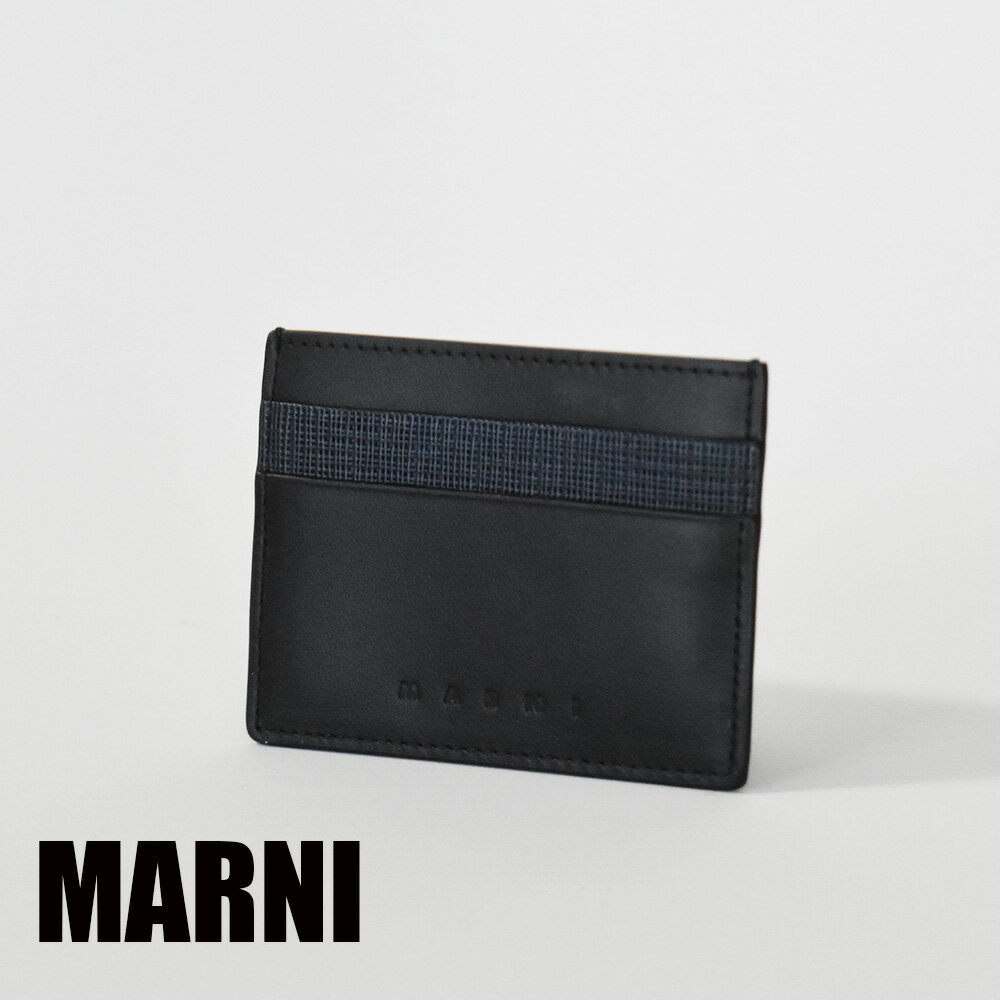 マルニ カードケース 名刺入れ メンズ MARNI 定期入れ ICカード 本革 革 ブランド PFMI0002Q1 ブラック 黒 青 ブルー