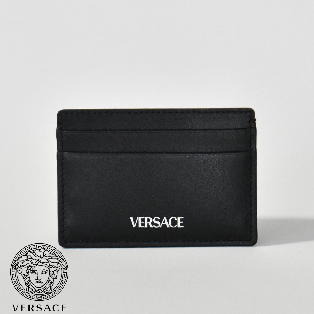 ヴェルサーチ ヴェルサーチ カードケース 本革 シルバーロゴ スリム メンズ レディース 薄型 ブランド VERSACE パスケース 名刺入れ ICカード ロゴ 軽量 DPN2467S