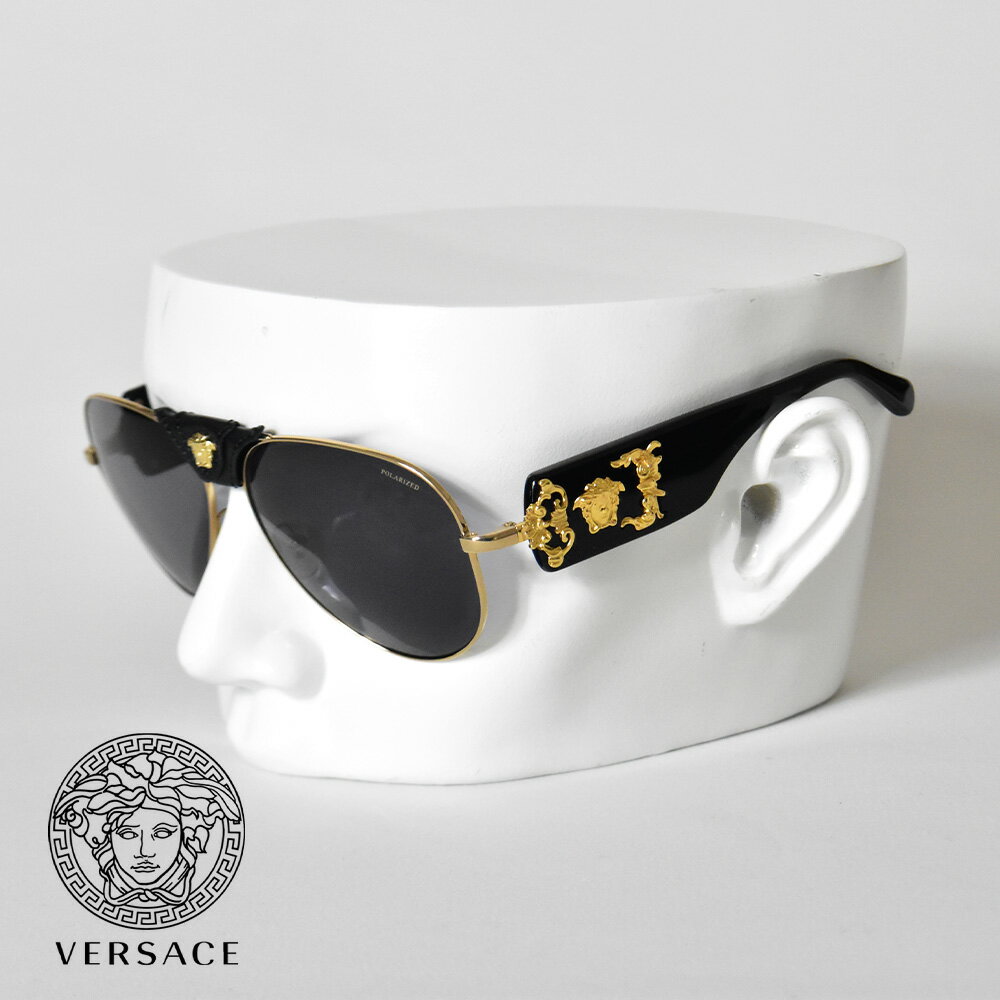 ヴェルサーチ サングラス メデューサ ブラック メンズ ブランド VERSACE ハイブランド ベルサーチ モデル VE2150Q 100281 黒 フロントゴールド ちょい悪