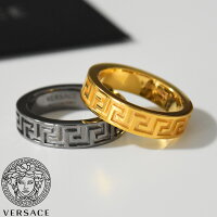 ヴェルサーチ リング 指輪 VERSACE メンズ グリークリング グレカ模様 シルバー ゴ...