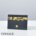 ヴェルサーチ カードケース バロック メデューサ スリム メンズ レディース 薄型 本革 カーフレザー ブランド VERSACE レザー ブラック 黒 イエロー ヴェルサーチェ ベルサーチ 通勤 通学 1013363