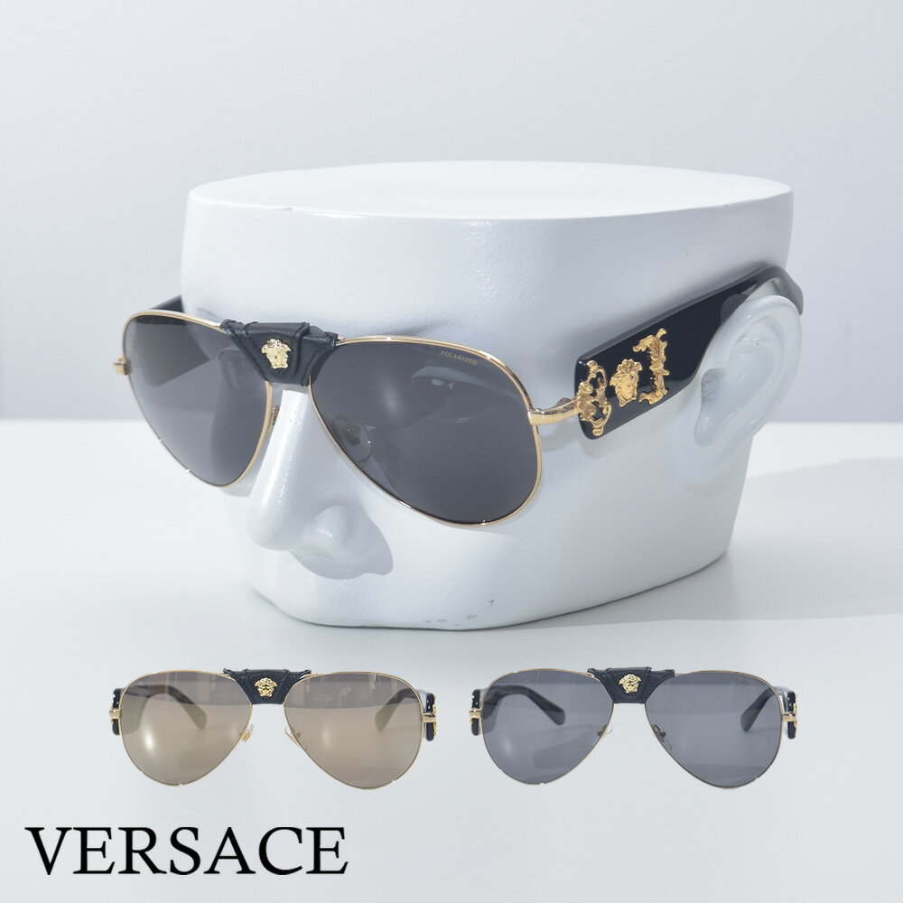 ヴェルサーチ ヴェルサーチ サングラス メデューサ ブラック メンズ ブランド VERSACE ハイブランド ベルサーチ モデル VE2150Q 10028162 10025A 黒 ブラウングレー フロントゴールド ちょい悪