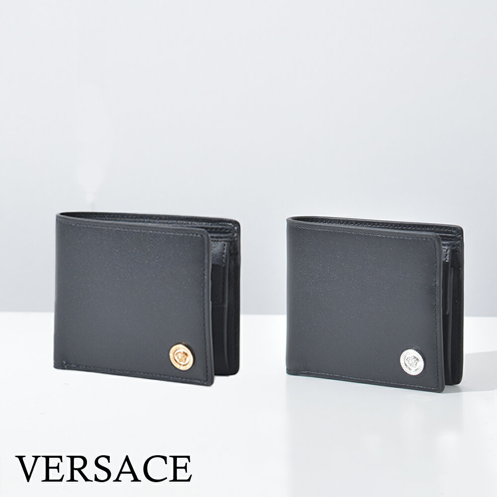 ヴェルサーチェ 財布（メンズ） ヴェルサーチ 財布 2つ折り財布 メンズ レディース ブランド 本革 VERSACE 小銭入れ付き メデューサ ビギー ブラック 革 DPU6737