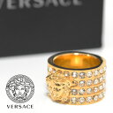 クリスタル 指輪 ヴェルサーチ 指輪 リング VERSACE レディース メンズ 太め 幅広 ゴールド クリスタル ゴージャス きらびやか メデューサ ベルサーチ DG5F028S