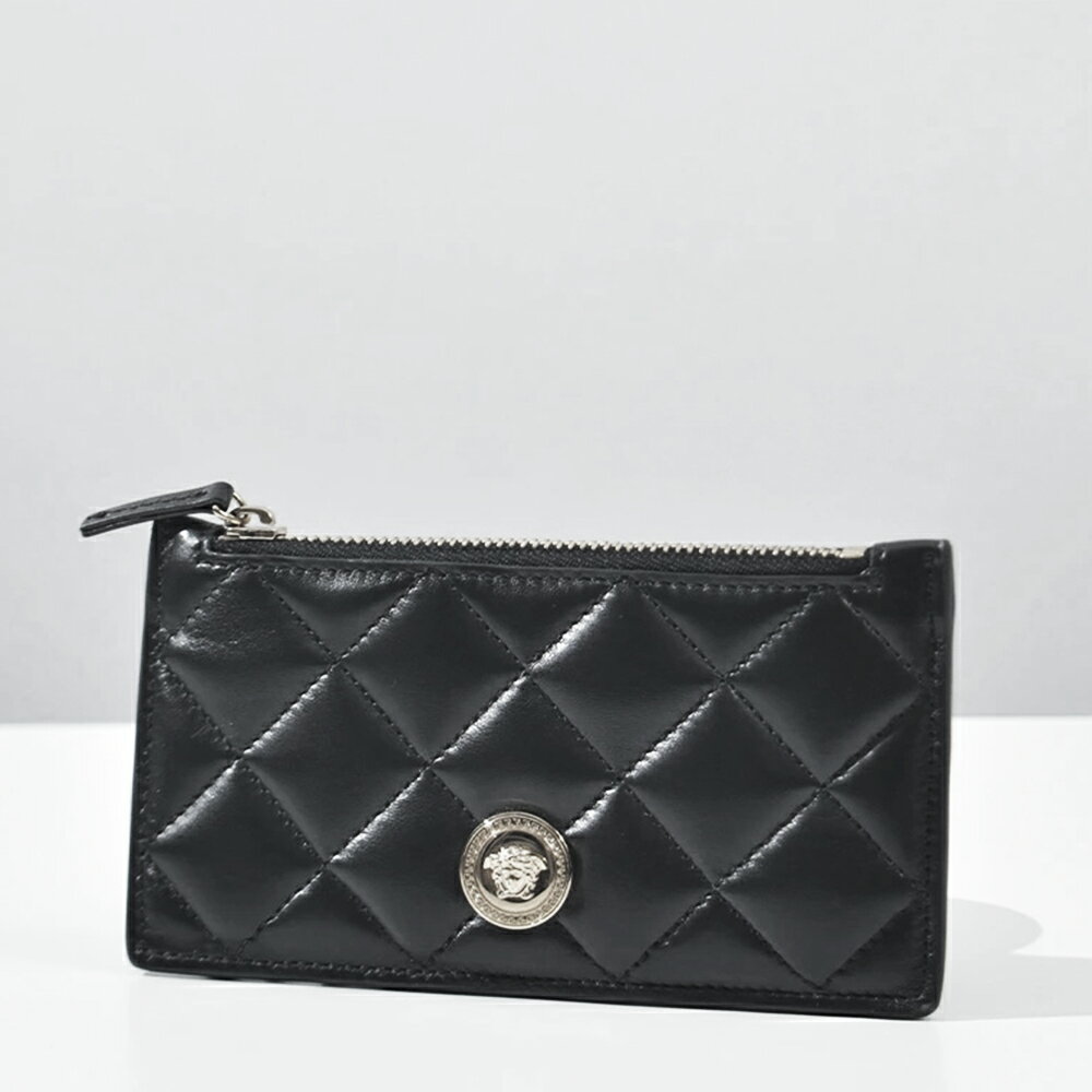 ヴェルサーチ パスケース メデューサ キルティング 本革 メンズ レディース カードケース コインケース ブランド 長方形 小銭入れ付き VERSACE ベルサーチ 1013357