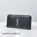 サンローラン 長財布 フルジップウォレット メンズ レディース ブラック カーフレザー 立体ロゴ カサンドラ SAINT LAURENT 617415 0SX0E 1000