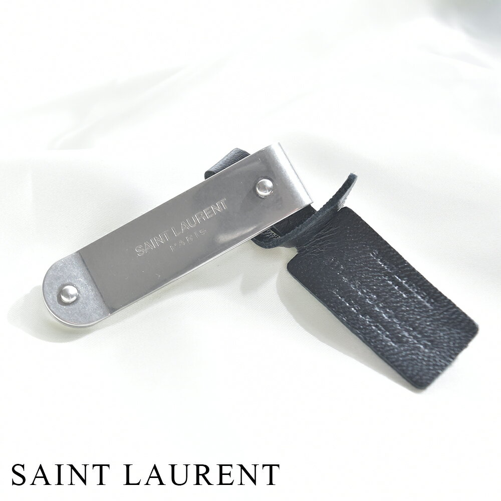 サンローラン マネークリップ ID ビルクリップ オキシダイズドニッケルトーンブラス メンズ シルバー SAINT LAURENT 485362 J160E 8102