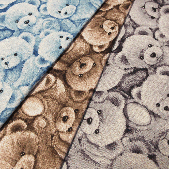 【綿麻生地】テディベア【生地 コットンリネン かわいい くま 日本製 ナチュラル 大人 インテリア 雑貨 バッグ エプロン ポーチ ハンドメイド 手づくり】