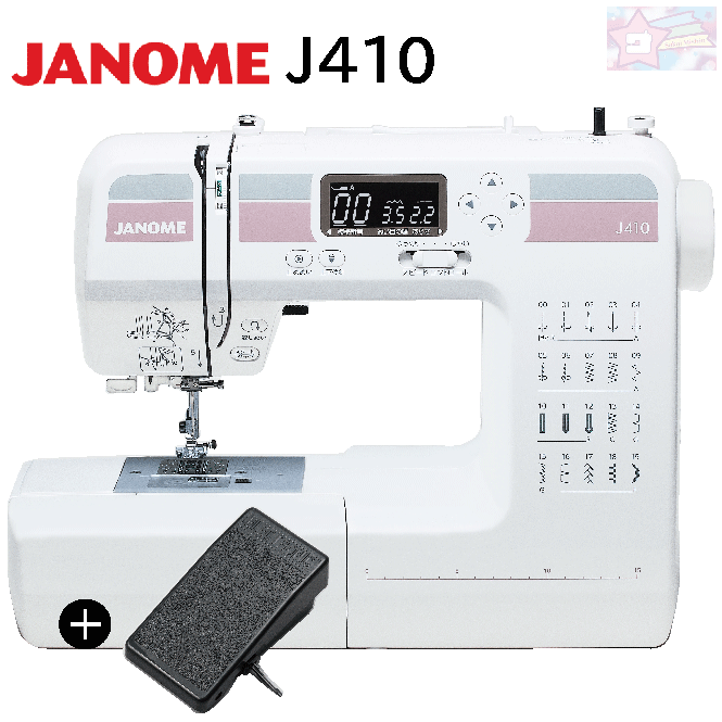 送料無料！ジャノメ コンピューターミシン（J410）+【フットコントローラー付】【JANOME コンピューターミシン コンパクト 初心者 初めて 入園入学 ハンドメイド 手づくり】