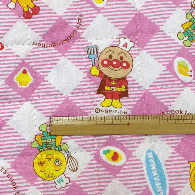 【キルティング生地】アンパンマン≪たべもの≫【ピンク】【女の子 アニメ キャラクター 夢木綿 コットン 日本製 入園 通園 入学 通学 キャラクター】
