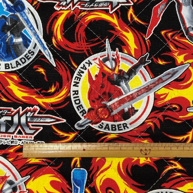 【キルティング生地】仮面ライダーセイバー【黒 ブラック アニメ キャラクター 夢木綿 コットン 日本製 入園 通園 入学 通学 キャラクター 男の子 】