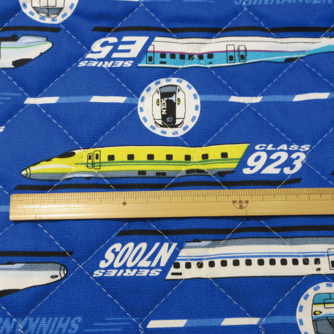 【キルティング生地】はやいぞ!とっきゅう新幹線 でんしゃ大しゅうごう【生地 新幹線 ドクターイエロー JR 乗り物柄 男の子 日本製 入園入学 生地 布 レッスンバッグ 絵本バッグ タブレットケース 絵本バッグ ハンドメイド 手づくり】