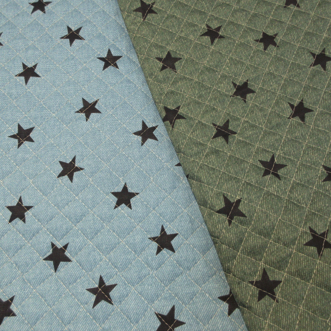 【キルティング地】デニム調星柄【レッスンバッグ/シューズケース/入園入学/通園】