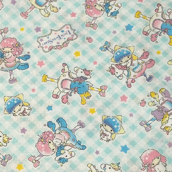 【シーチング生地】リトルツインスターズ≪メリーゴーランド≫【1m以上のご購入でメール便選択時に送料無料】【キキララ サンリオ かわいい 入園入学 生地 キャラクター 女の子 】