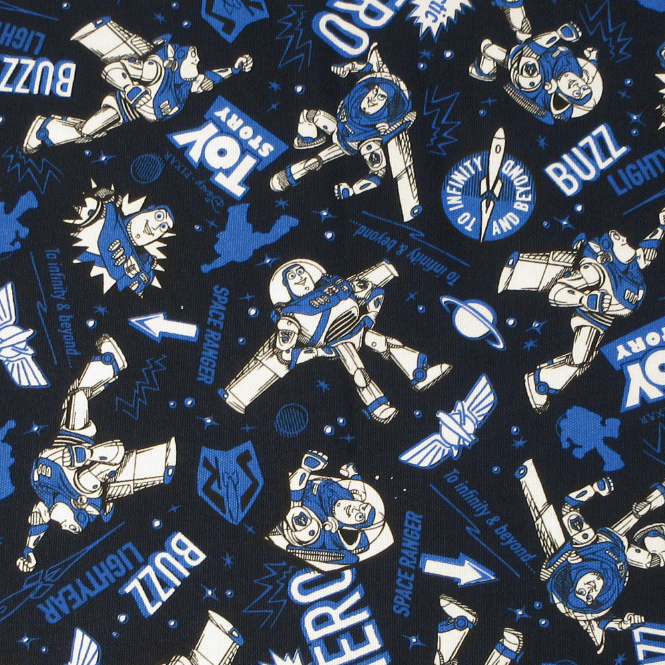 【オックス生地】バズ・ライトイヤー【1m以上のご購入でメール便選択時に送料無料】【ディズニー ピクサー バズ キャラクター アニメ 男の子 コットン 日本製 入園入学 生地 布 レッスンバッグ ナップサック 巾着 移動ポケット ハンドメイド 手づくり】