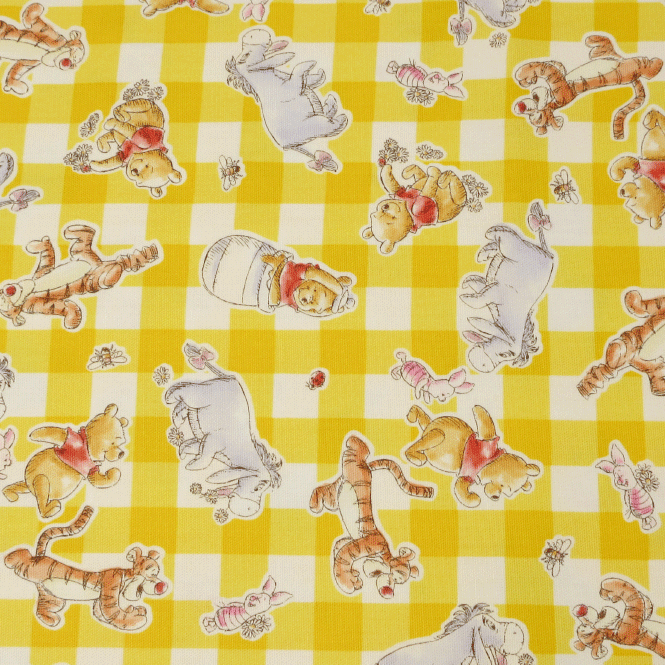 【オックス生地】くまのプーさん 【1m以上のご購入でメール便選択時に送料無料】【ディズニー 生地 イエロー ティガー ピグレット イーヨー キャラクター コットン 日本製 入園入学 生地 布 レッスンバッグ ナップサック 巾着 移動ポケット ハンドメイド 手づくり】