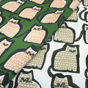 【10cm単位の販売】【コットンツイルプリント生地】北欧風キャット【2色】【生地 日本製 北欧風 猫 雑貨 インテリア ハンドメイド 手作り】(3)