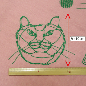 【刺繍ダブルガーゼ】+HAyU fabric~CATS ~《スモーキーピンク》【生地 猫 刺繍 アート キャット 動物 大人かわいい マスク 柔らか 子供服 ワンピース 手作り ハンドメイド】