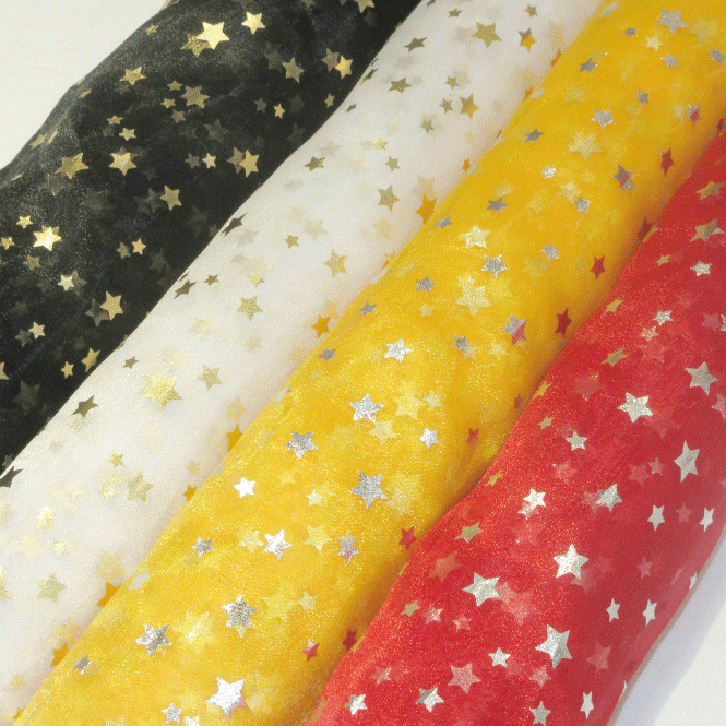 【衣装生地】星屑のステージ【広幅/全4色】【オーガンジー/星/スター/パステル/カラフル/ラメ/箔/きら..