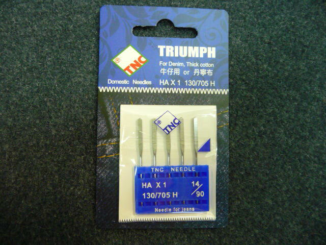 【新品】ha*1　家庭用ミシン針　ミシン針HAx1　1袋　14番　合計5本入り　デニム　厚物用「針の幹部分の裏側は平らです。」