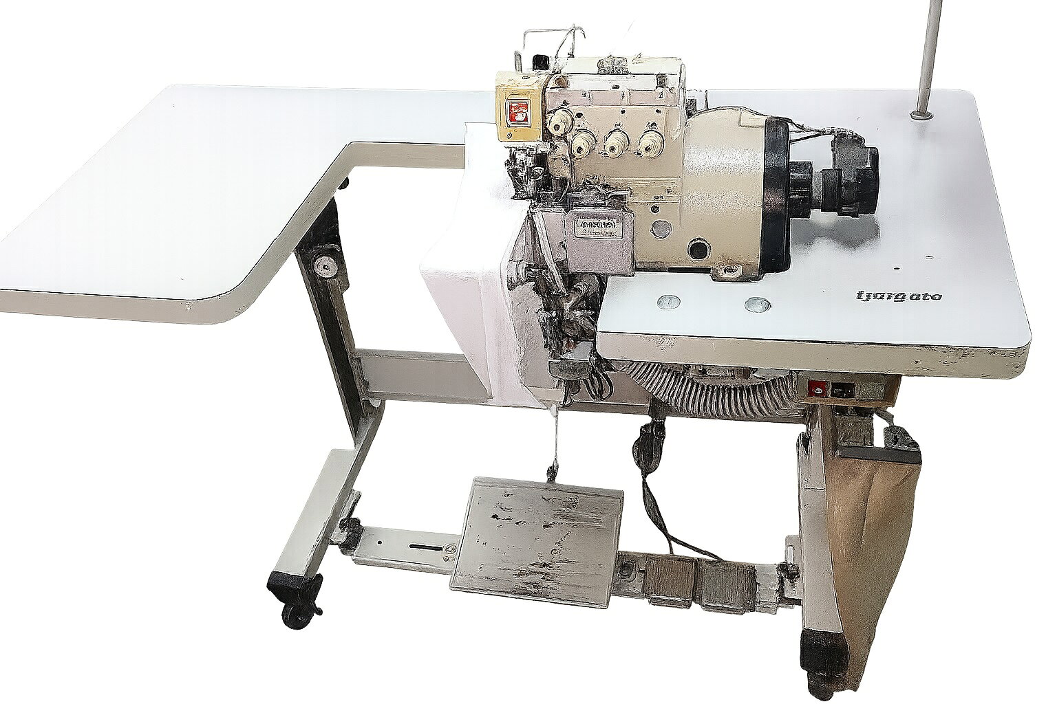 【中古】 ヤマト YAMATO 日本製 AZF8420-Y5DF/K2 上下差動2本針4本糸オーバーロックミシン 糸切機構付き 工業用200V仕様 セット