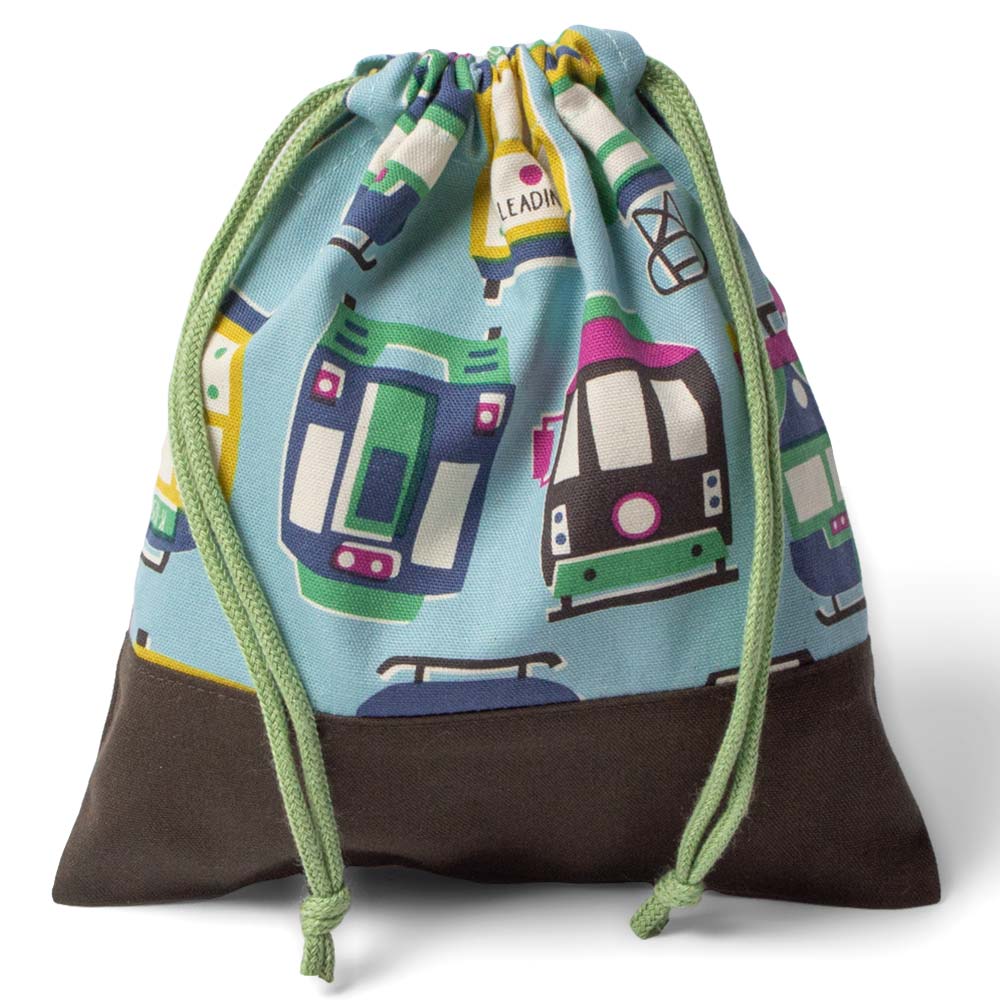 【在庫限り】コップ袋 プリント 【トレイン】 コップ入れ 巾着袋 巾着小 入園 入学 キッズ 男の子 女の..