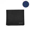 バリー BALLY レザー ウォレット 二つ折り 折財布 小銭入れなし ブラック(内側ブルー) メンズ BOLLENUS.ES I9G8R 6302806【C9】【NS10】