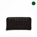 ボッテガ・ヴェネタ 革長財布 メンズ ボッテガヴェネタ BOTTEGA VENETA アウトレット カーフレザー イントレチャート ラウンドファスナー 長財布 ダークブラウン(内側グリーン) [レディース][メンズ] 593217 VCPQ6 2054