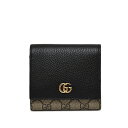 グッチ GUCCI GGマーモント GG MARMONT GGスプリームキャンバス×レザー 二つ折り 小銭入れ付き 二つ折り財布 ミディアム ウォレット ベージュ×エボニー×ブラック [レディース] 598587 17WAG 1283