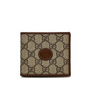 グッチ 二つ折り財布（メンズ） グッチ GUCCI インターロッキングG　INTERLOCKING G GGスプリームキャンバス×レザー ウォレット 二つ折り 折財布 [小銭入れなし] ベージュ×エボニー [メンズ] 671652 92TCG 8563