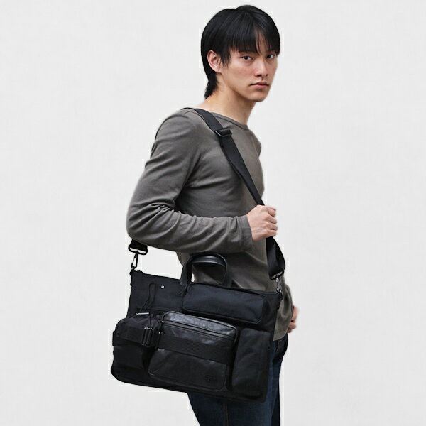 ディーゼル DIESEL 本革 ポリエステル×レザー 2WAY ビジネスバッグ ブリーフケース ブラック 15インチ パソコン PC iPad タブレット収納 [メンズ] X08931 P4638 T8013