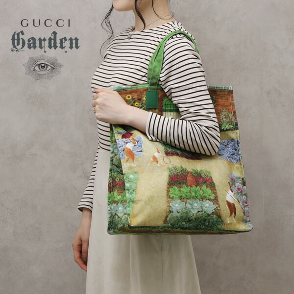 グッチ ガーデン GUCCI Garden うさぎプリント 軽量 コンパクト トートバッグ エコバッグ A4対応 グリーン基調 [レディース] 522266 F8AU0 3096【F22】【NS2304】のサムネイル