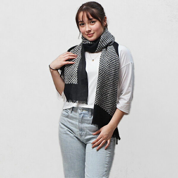 【ラスト1点！】カメルッチ アキーボ CAMERUCCI ARCHIVIO インド製 ウール ストール ブラック基調 [メ..