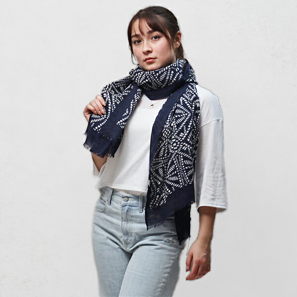 【ラスト1点！】バオバブ bahobab インド製 ウール ストール ネイビー基調 [メンズ][レディース] 22SA0..