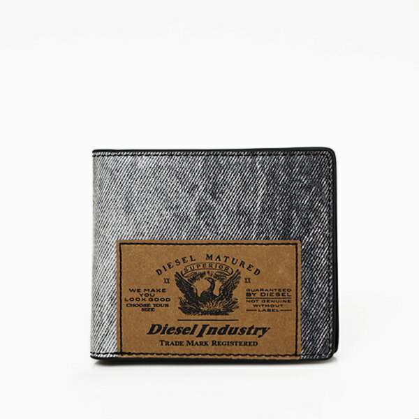 ディーゼル 財布（メンズ） ディーゼル DIESEL JACKRON BI FOLD COIN 牛革 レザー 小銭入れ付き 二つ折り 折財布 ブラックデニム基調 [メンズ] X09914 P6375 H1939【C12】