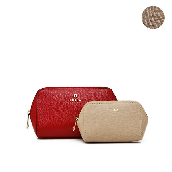 フルラ フルラ FURLA カメリア CAMELIA M COSMETIC CASE SET ARES レザー 化粧ポーチ コスメケース 2点セット メタリックレッド系×ライトピンクベージュ系 [レディース] WE00453 ARE000 1007_2721S