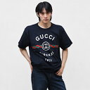 グッチ 【サイズL】グッチ フィレンツェ GUCCI FIRENZE 1921 コットン ロゴプリント 半袖 Tシャツ ダークブルー基調 [メンズ][レディース] 616036 XJD7T 4795