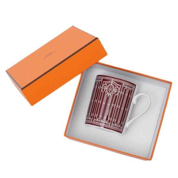 エルメス カップ 【再入荷！】エルメス HERMES アッシュデコ H DECO マグカップ シングル 300ml 陶器 装飾 ホワイト×ルージュ 041131