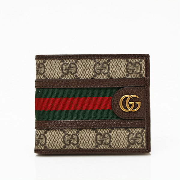 グッチ 二つ折り財布（メンズ） グッチ GUCCI オフィディア GGスプリームキャンバス×レザー ウォレット 二つ折り 折財布 [小銭入れなし] ベージュ×エボニー [メンズ] 597606 96IWG 8745